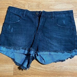 Dark blue denim shorts